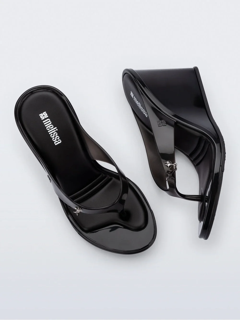 Melissa Jelly Thong Sandal Heels | Nabeela in Clear Black | Size 9